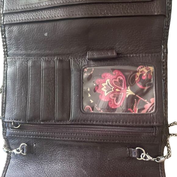 Brighton‎ Vintage Y2k Crocodile Embossed Leather Clutch Wallet W Chain - Picture 6 of 11